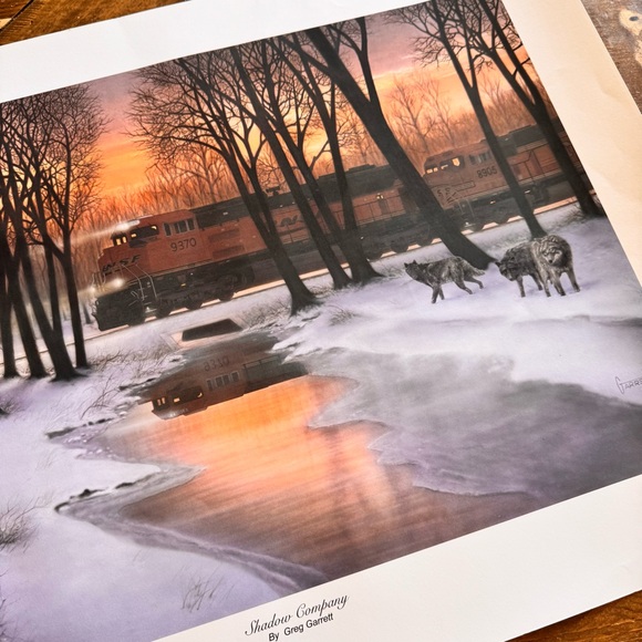BNSF Railroad Greg Garrett Wolf Artwork “Shadow Company” 2016 - Picture 3 of 11